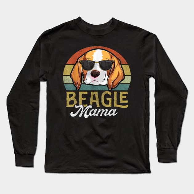 Retro Beagle Mama Shirt Women, Mothers Day Dog Mom Long Sleeve T-Shirt by elmiragokoryan